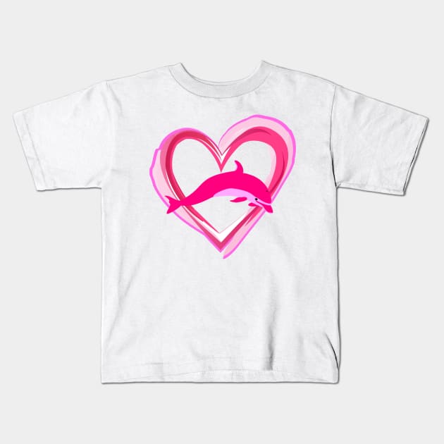 Dolphin love Kids T-Shirt by Coreoceanart